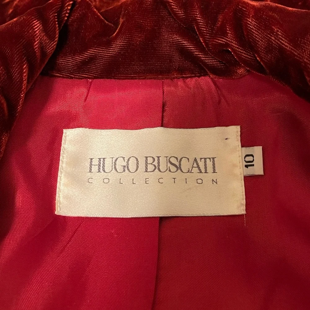 Hugo Buscati Collection Burgundy Velour One Button Blazer Size 10 - Picture 3 of 5